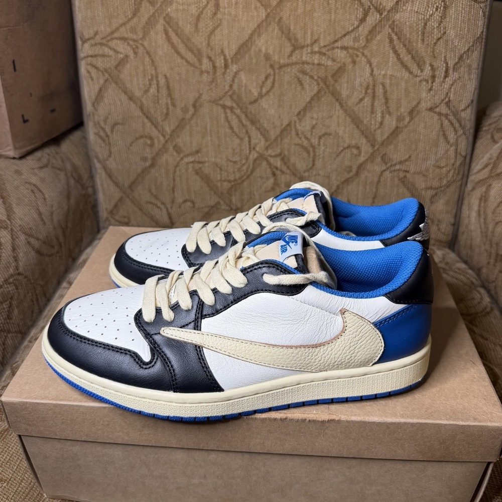 Jordan 1 Retro x Fragment Design x Travis Scott Low Blue Size 10.5 VNDS No Box